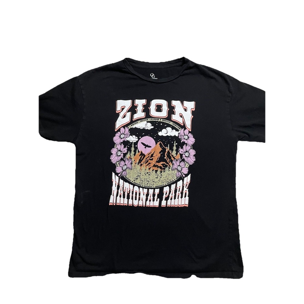 Women's ORGANIC GENERATION Zion National Park Black Tshirt Size Medium